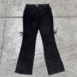 90's Sexy Ralph Lauren Model Suede Leather Pants Black 4